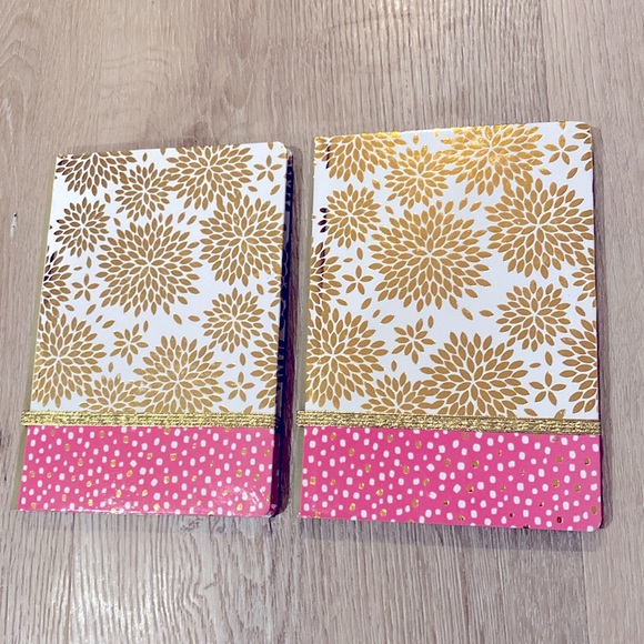 NEW Lot of 2x Notebooks - Gold Bursts w/ Pink & Shimmery Strap - Keeps secure! - Picture 3 of 8